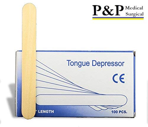[Australia - AusPower] - Tongue Depressors Non Sterile Non Splinter Chemical Free Wooden 6 inch High Grade Natural Birch by P&P MEDICAL SURGICAL Box of 100 