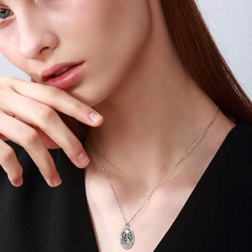 YFN 925 Sterling Silver Patron Saint Medal Necklace Amulet Necklace Protection Jewelry for Women and Men(with Gift Box) A01 St. Christopher
