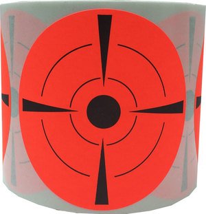 Fluorescent Red with Black Circle Target Paster Stickers – 3 Inch Round Adhesive Labels, 100 Total Stickers on a Roll for Shooting Targets, Range Repair, and Practice – Made in the USA Fl Red W Black