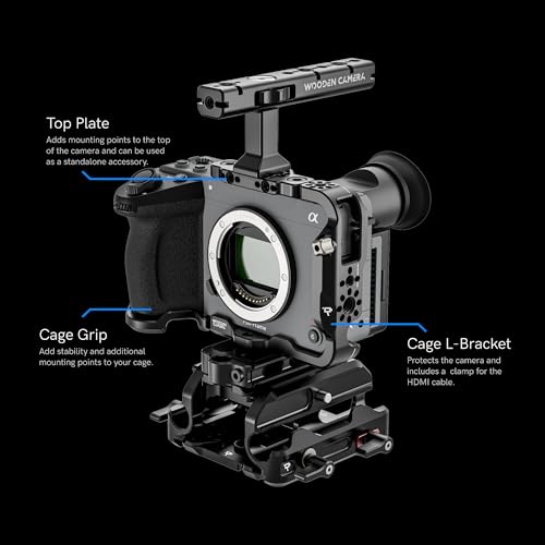 Wooden Camera Full Cage for Sony FX2 – Professional Grade Modular Lightweight Camera Cage Rig with Top Plate, Cage Grip & L-Bracket for Accessories - Multiple Mounting Points