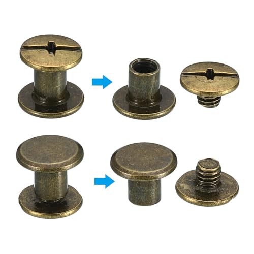 Brown M5x6mm Chicago screws, Phillips binding post bolts for leather belts, scrapbooks, and photo albums