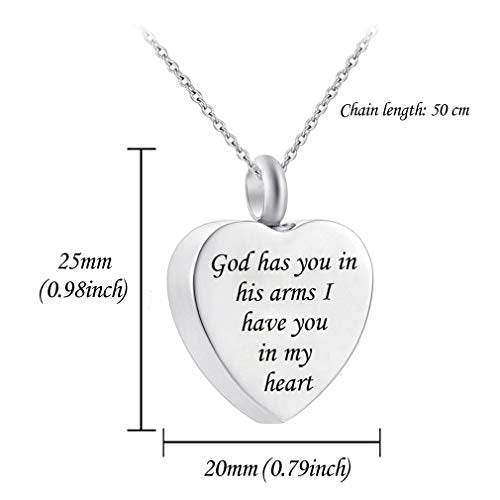 misyou God has You in his arms with Angel Wing Charm Cremation Ashes Jewelry Keepsake Memorial Urn Necklace with Birthstone Crystal (March)