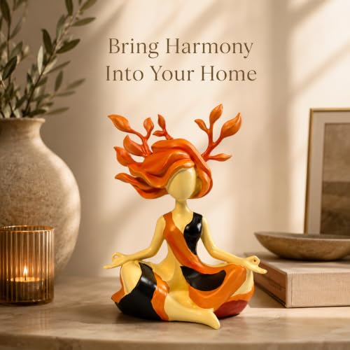 Meditation Statue Resin Figurine, Yoga Decor Sculpture, Spiritual Home Decor for Bedroom, Living Room, Office and Meditation Room