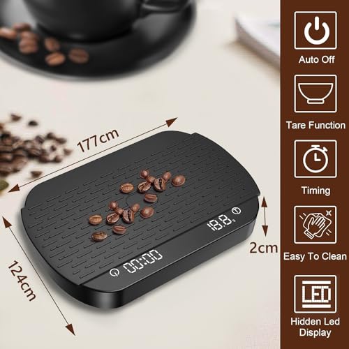 OBEST Digital Coffee Scale with Timer,Espresso Kitchen Scale Black