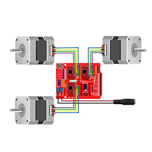 Professional 3D Printer CNC Kit with E-Tutorial - CNC Shield Expansion Board V3.0 R3 Board A4988 Stepper Motor Driver DC Power Cable Mechanical Switch Endstop with Jumper caps