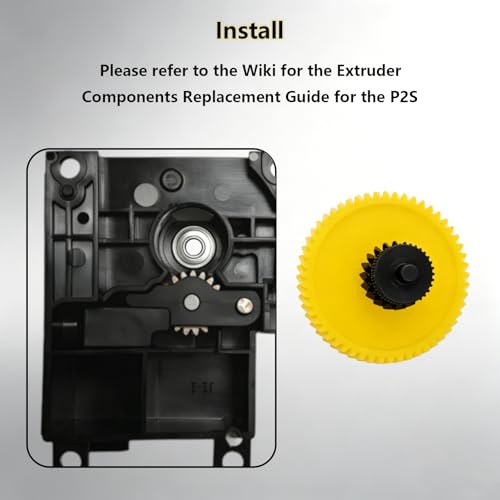 Hardened Steel Extruder Gear Kit for P2S, 3D Printer DLC Nano Coating Hardened Steel Extruder Dual Gear Aluminum Handle and POM Gear Kit for P2S Combo