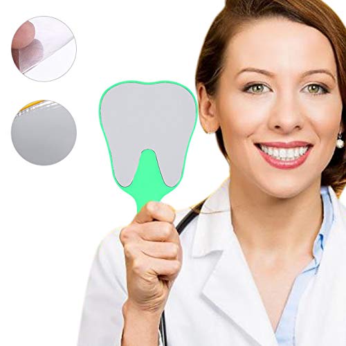 Hand Mirror, Small Hand Mirror, Single-sided Hand Mirror with Low Magnification, Dental Care Hand Mirror Tool, Fashionable, Cute Dental Care, Hand Mirror Tool, 4 Colors, Plastic Handle (Green)