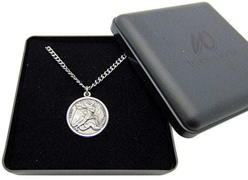 Westmon Works St Michael Pewter Medal One Inch Saint Pendant on a Stainless Steel Chain Boxed Gift Set