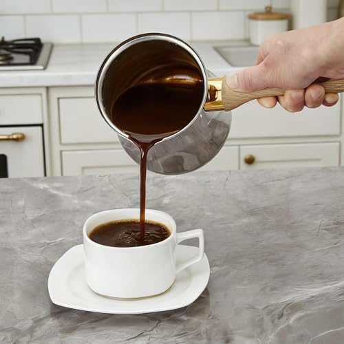 SANQIAHOME Quality Turkish Coffee Pot Set, 720ml(24oz),Coffee Maker, Chai Pot, Arabic,Briki Greek Coffee Pot, Coffee Warmer and Butter Melting Pot, Coffee Cezve silver 720ml(24oz)
