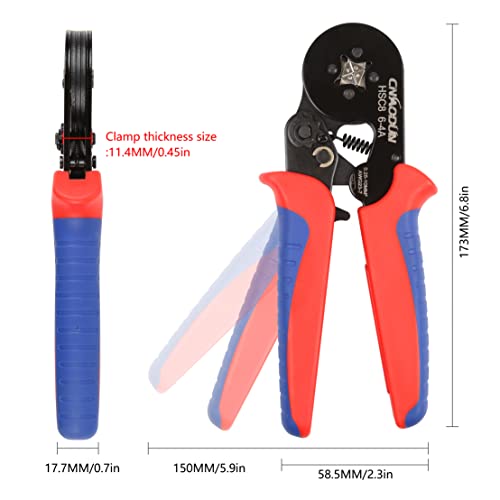 Ferrule Crimping Tool Kit, CNAODUN for AWG 23-7 with 1900PCS Wire Ferrules Terminals Self-Adjustable Ratchet Wire Ferrule Crimper Ferrule Crimping 6-4A