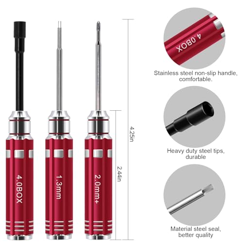 DULIWO RC Tool Kit 12-piece red hex screwdriver and nut driver set for model assembly