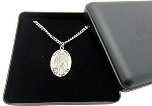 St Paul Solid Pewter Patron Saint Medal One Inch with Stainless Steel Chain