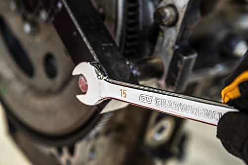 GEARWRENCH 19mm 90T 12-point ratcheting combination wrench, polished chrome finish