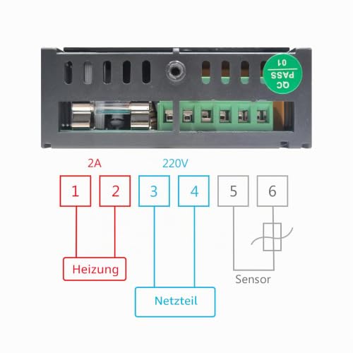 KETOTEK KT8100 Digital Heater PID Temperature Controller Dimmer Thermostat | 220 V thermostat control for heater 2 A 440 W with 2 m temperature sensor, for reptile, terrarium, aquarium