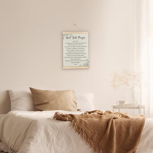 ATBWGT Nail Tech Prayer Christian Wall Art Decor, Beauty Room Decor, Inspirational Bible Verses Scripture Poster Hanger Frame for Nail Room Studio Office, 12x16 Inch Prayer - Nail Tech
