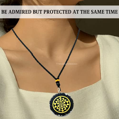 Shungite Orgone Pendant Sri Yantra Round