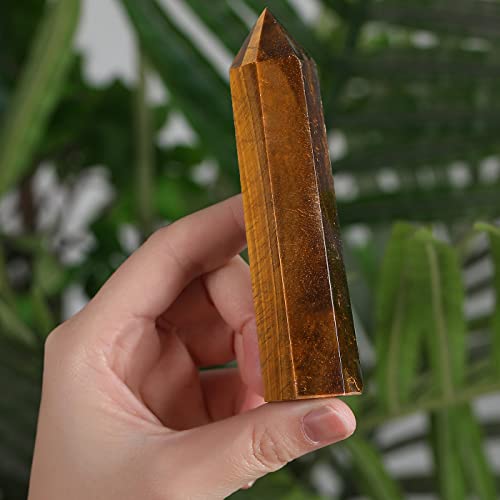 ZHIYUXI 3.7-4" Tigers Eye Crystals Wands Healing Crystal Tower F # Tiger's Eye