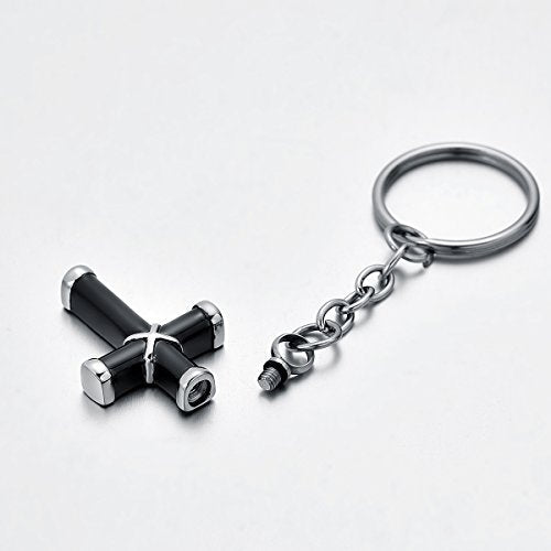 Black Cross Prayer Ash Memorial Keychain, Cremation Jewelry Urn Pendant Keepsake Cross 6