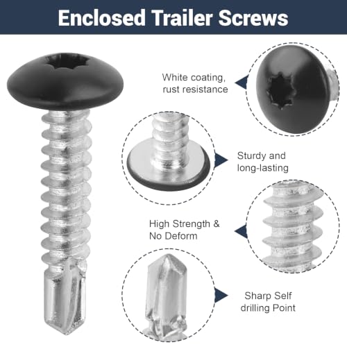 JCZ black #10 x 1-inch self-tapping screws for enclosed trailers and RVs, 150-piece pack