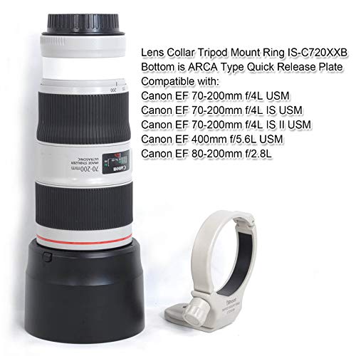 iShoot Metal Tripod Mount Ring, Lens Collar Support AII (W) Compatible with Canon EF 70-200mm f/4L / IS / IS II USM, 80-200mm f/2.8L, 400mm f/5.6L USM Lens, Bottom with Arca-Swiss Fit Dovetail Groove