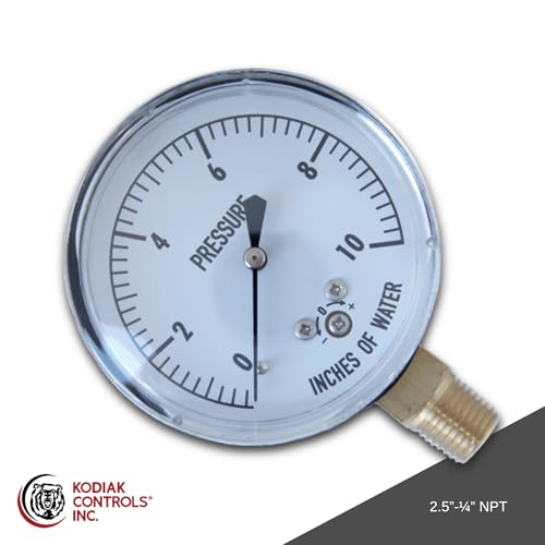 Kodiak Controls KC25-10 low pressure gauge, 10 PSI, round dial face
