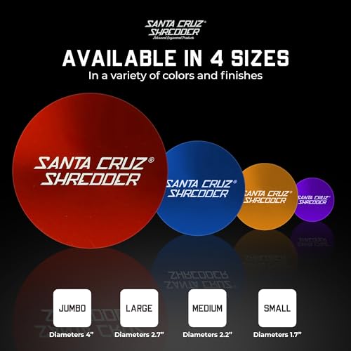 Santa Cruz Shredder Metal Herb Grinder Knurled Top for Stronger Grip 3-Piece Large 2.7" (Purple) Purple