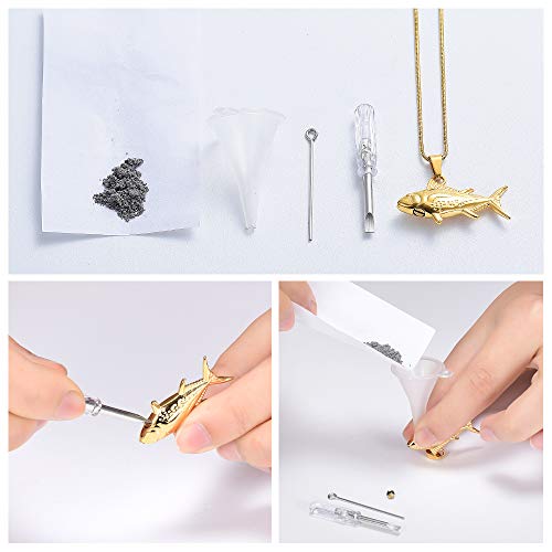 Imrsanl Fish Urn Necklaces Cremation Jewelry for Ashes Gold