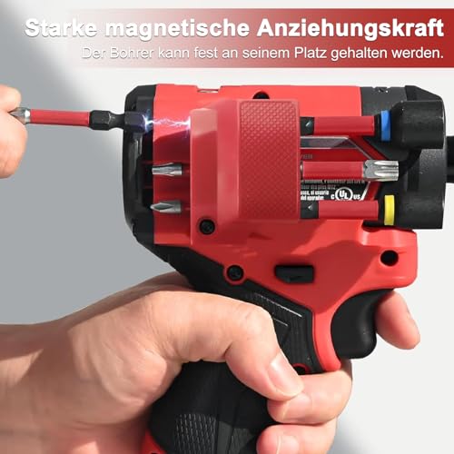 Magnetic Bit Holder Universal | For Milwaukee M12 Dewalt Makita | Anti-Rotation & Strong Magnet | Tool Holder for Hammer Drill (Red)