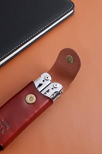 Brown Rolarc full grain leather multitool sheath compatible with Leatherman Wave and Wave Plus, belt holster