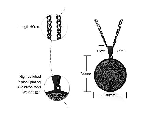 VNOX Seals of The Seven Archangels Pendant/Metatron’s Cub/Saint Michael Statement Necklace Talisman Pendant Amulet Jewelry, 1.2 inches x 2.1 inches, Stainless Steel, Lava Stone
