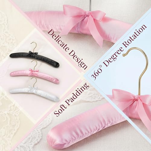 15 Packs Padded Sweater Hangers No Shoulder Bump Anti Slip Women Large Satin Padded Coat Hangers for Clothes Sweaters Dresses Suits