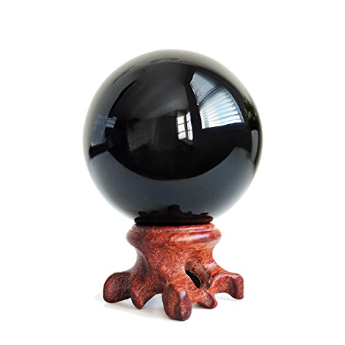 Mina Heal Obsidian Crystal Ball for Fengshui Ball, Meditation, Crystal Healing, Divination Sphere, Home Decoration, 100% Natural and Genuine 55 mm