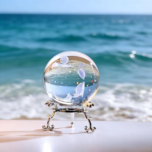 AB-21 3D Laser Engraved Eagle Crystal Ball with Metal Stand - Desktop Decor for Astronomy Enthusiasts - Premium Optical Crystal Sculpture White12