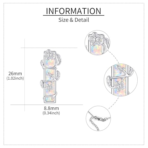 Urn Necklaces for Ashes Sterling Silver Opal 3D Bar Cremation Jewellery for Ashes Memorial Keepsake for Women Wife Mom