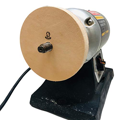 TAMROD HOLDINGS LLC 5-inch leather honing wheel, 1-inch wide, with 5/8-inch arbor and buffing compound