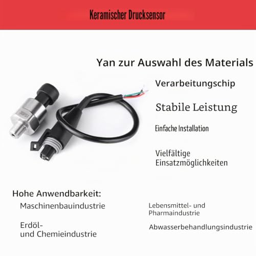 Pressure Transmitter Pressure Sensor, 0.5-4.5V 1/8NPT Sensor Transducer Pressure with Cable, Stainless Steel Pressure Sensor for Oil, Fuel, Air, Gas, Water, Gas Tank, Diesel Tank (30 PSI) 30 PSI