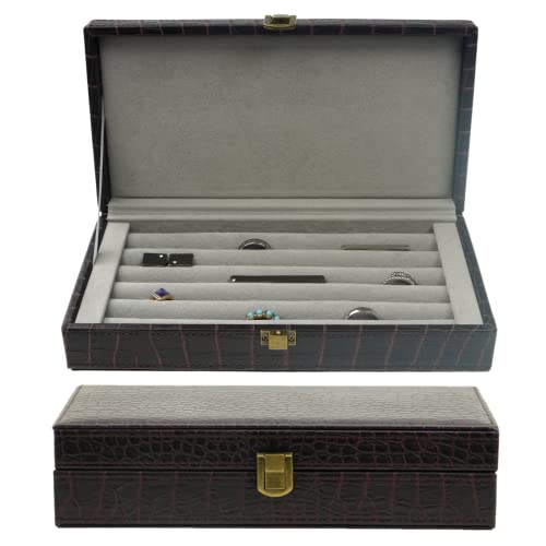 Decorebay vegan crocodile leather jewelry box with cufflink and ring organizer, stylish storage for accessories