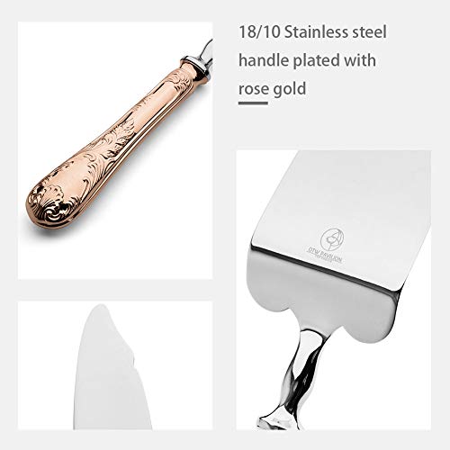2 Piece Wedding Cake Server Set,18/10 Rose Gold Stainless Steel Dessert Set Pie Server Cake Cutter Knife for Birthday,Anniversary,Holiday,Baby Shower,Party