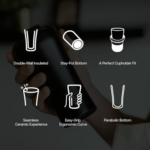 Sttoke Leakproof Ceramic Reusable Coffee Cup 12 oz - Luxe Black
