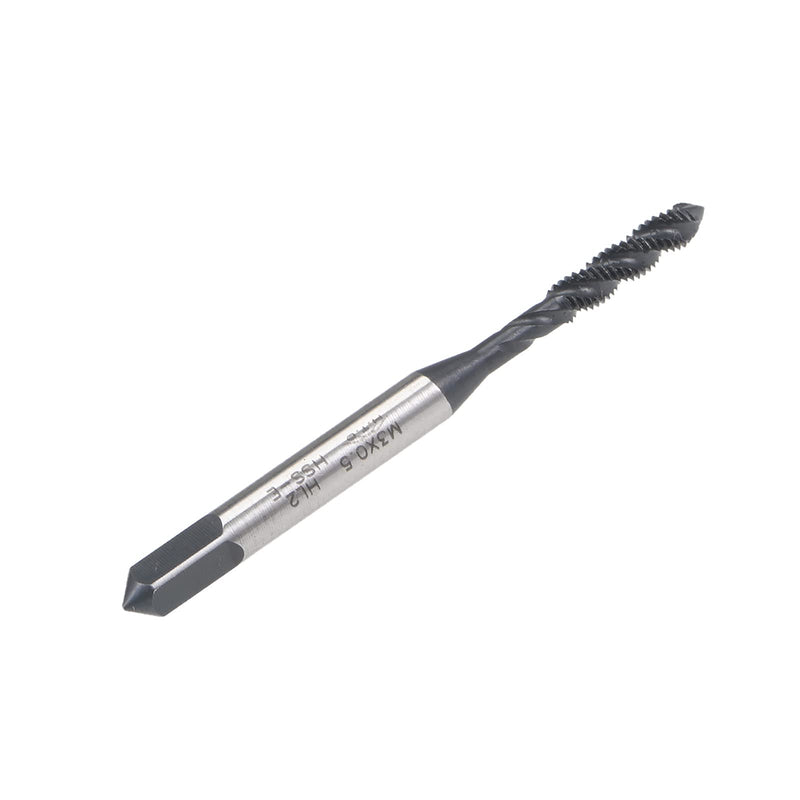 [Australia - AusPower] - uxcell M3 x 0.5 Spiral Flute Thread Tap, Metric Machine Threading Tap HSS Nitriding Coated, Round Shank with Square End, H2 Tolerance, 2pcs M3 x 0.5mm 