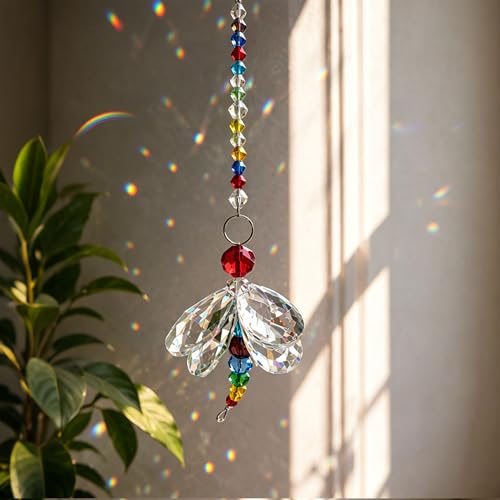 8 Inch Dragonfly Crystal Suncatcher Hanging Ornament Window Decor 1