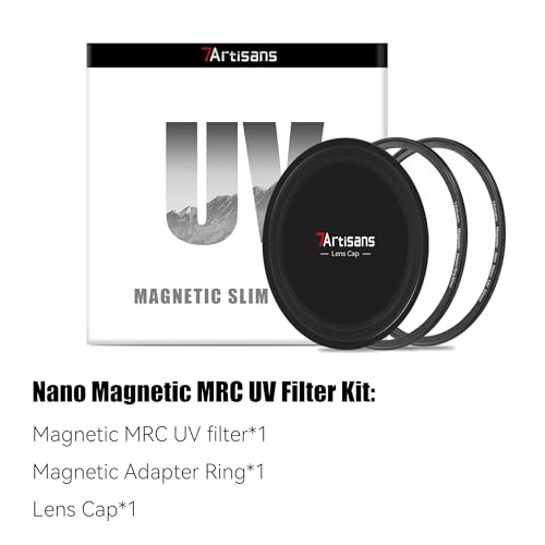 7artisans Nano Magnetic Filter UV Filter ND Light Reduction Filter/CPL Polarization Filter/GND Gradient Filter/Black Mist 1/4 Portrait Photography Filter Suitable for Lens(77mm MRCUV) 77mm Magnetic MRCUV