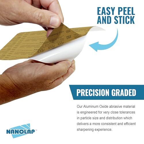 NANOLAP PSA microfinishing film, 80 micron 180 grit adhesive polishing paper, 5-piece 8.5 x 11 inch sheets