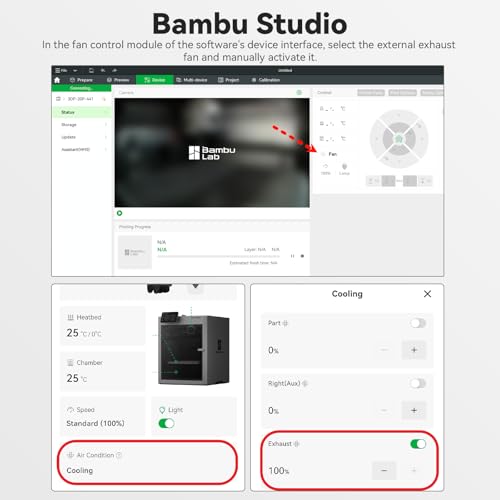 External Exhaust Fan Kit Compatible with Bambu Lab P2S with AMS