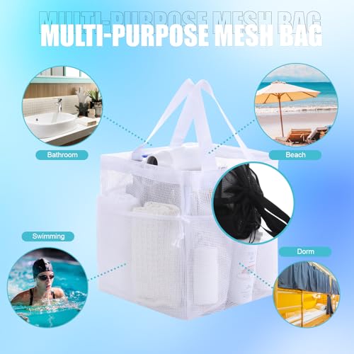 Talltalk Mesh Shower Caddy with Drawstring Basket, Classic Colors, 6 Pcs