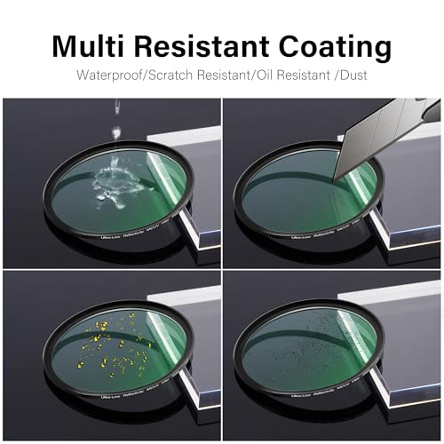 Walking Way 72MM Ultra-Low Reflectivity MCUV Lens Filter, UV Protection Filter 28 Multi-Layer Coating Ultra-Slim HD Waterproof Scratch Oil Resistant Lens UV Filter, HD High Transmittance Optical Glass