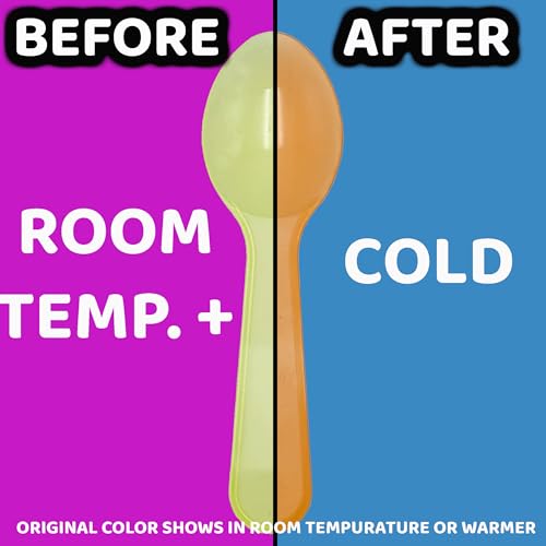 500 Color Changing Sample Spoons for Tasting Mini Plastic Disposable Small Spoon for Ice Cream, Jello, Yogurt, Froyo and More (500) 500