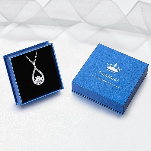 TANGPOET Ashes Necklace 925 Sterling Silver Urn Necklace, Cremation Jewellery for Ashes, Memorial Keepsake Pendant, Gifts for Mum Dad Women Men Pet, with Funnel Filler Kit Lotus flower