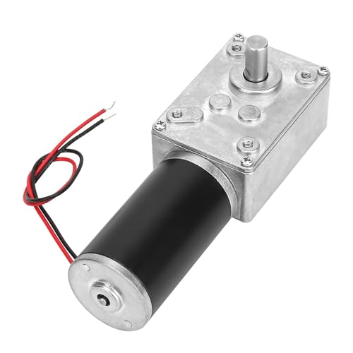 12V 8mm Shaft Worm Gear Motor, High Torsion Low Noise Metal Electric Turbo Speed Reduction Motor with Ball Bearing(12V 50RPM)