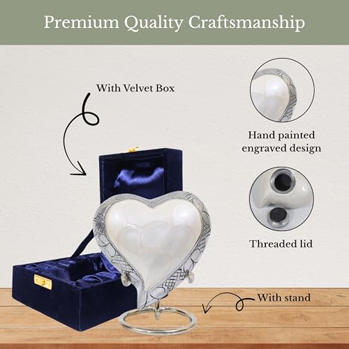 Heart Mini Urn for Ashes Adult Male, Female, White